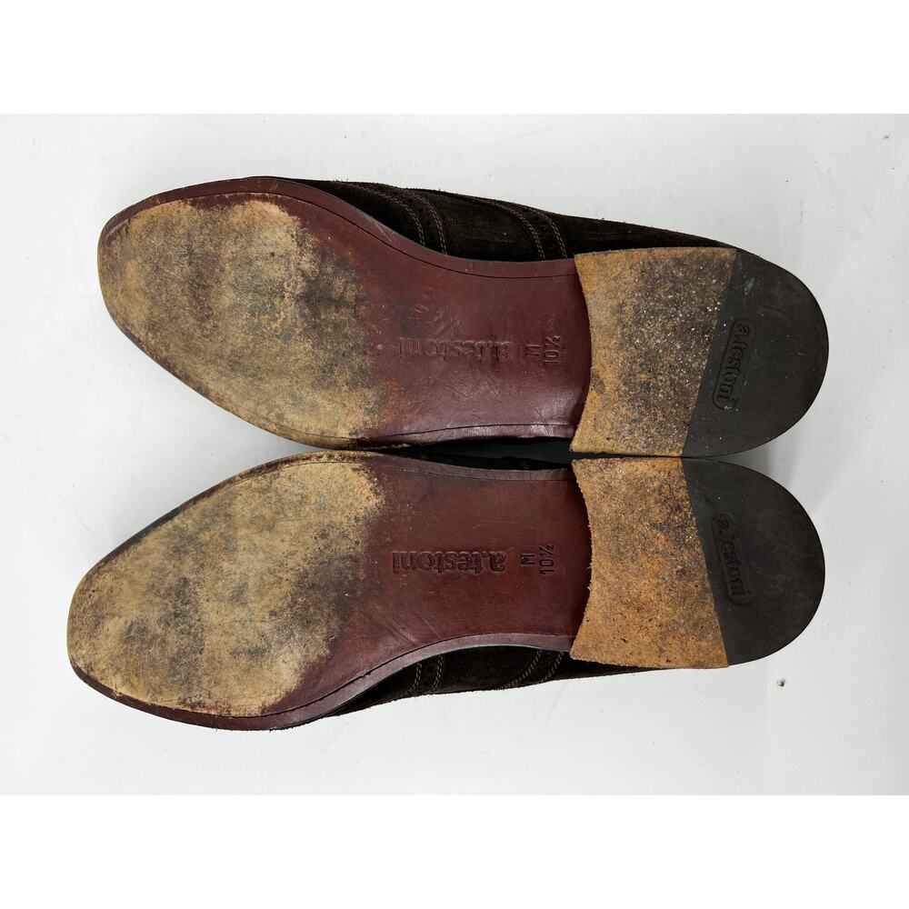 A.Testoni Basic Oxford Suede Leather Brown Shoes … - image 6